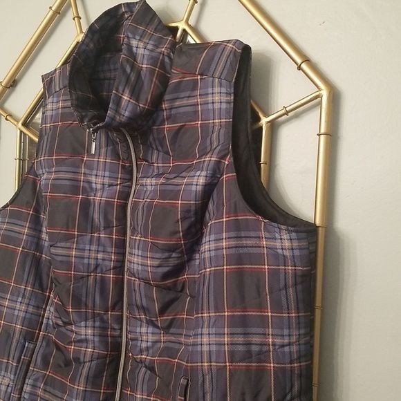 Cj Banks Plaid Quilted Vests NWOT Mens Sz. 3X Blues Black Red Gold - Picture 3 of 9